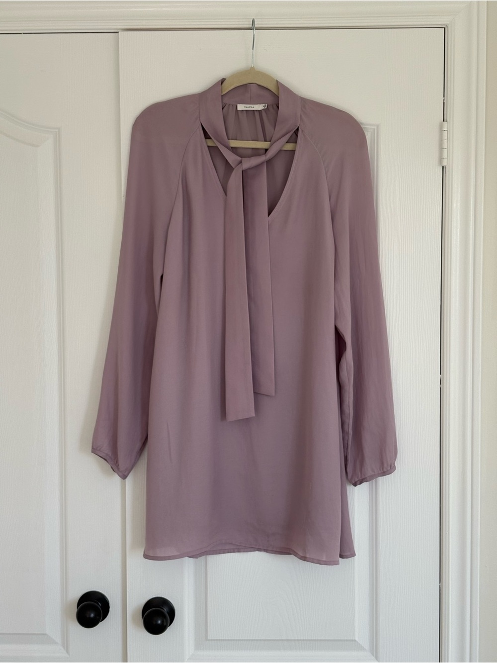 Talula Mauve Tie-Neck Long Sleeve Blouse